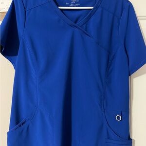 Chic Blue V-Neck Short Sleeve Top